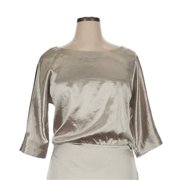 Banana Republic Monogram Metallic Blouson Dress NWT 16 Gold Sheen Party Cocktail - Picture 3 of 10